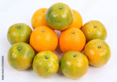 Orange fruits isolated on white background 