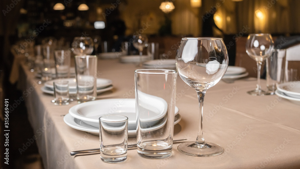 empty wine glasses on a table empty wine glasses on a table