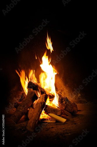 open log fire