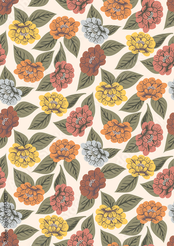Into the meadow - retro floral seamless vector pattern.