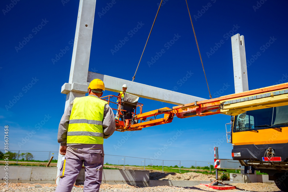 Boss oversees, control work on construction site Boss oversees, control work on construction site