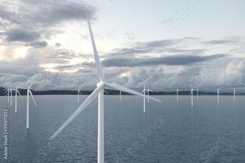 Wind turbines on the ocean.