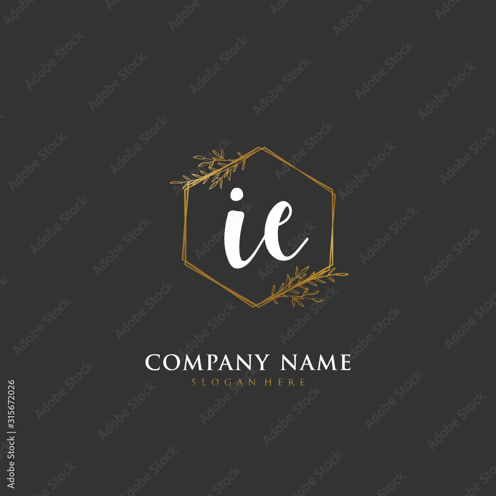Handwritten initial letter I C IC for identity and logo. Vector logo template with handwriting and signature style.