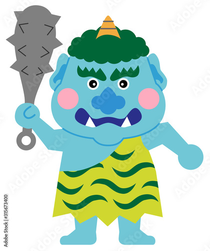 鬼　青鬼　白背景