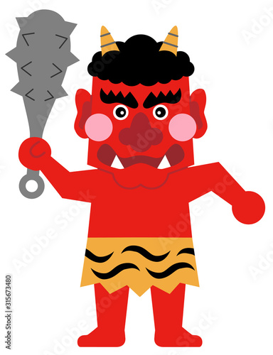 鬼　赤鬼　白背景