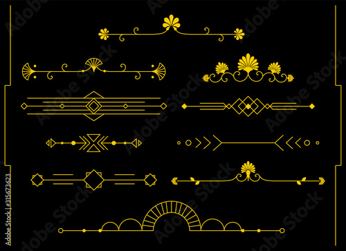 Beautiful collection of modern art deco dividers vector