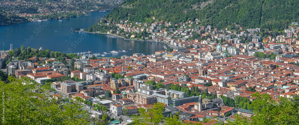 Como - The city among the mountains and lake Como.