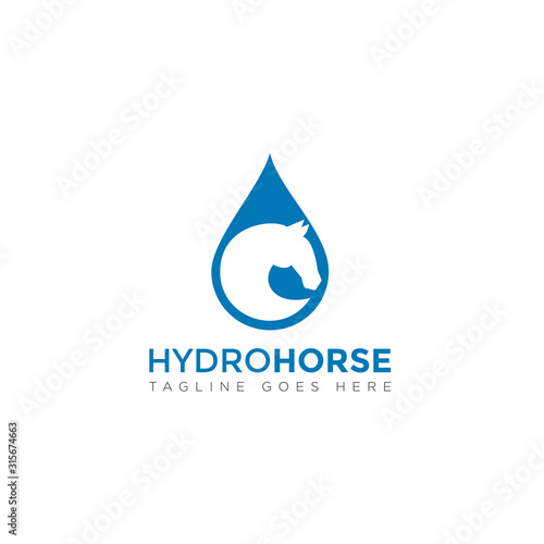 hydrohorse logo, with head horse and drop water vector