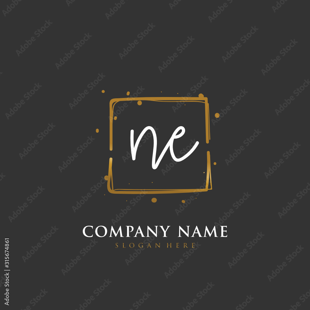 Handwritten initial letter N E NE for identity and logo. Vector logo template with handwriting and signature style. Handwritten initial letter N E NE for identity and logo. Vector logo template with handwriting and signature style.
