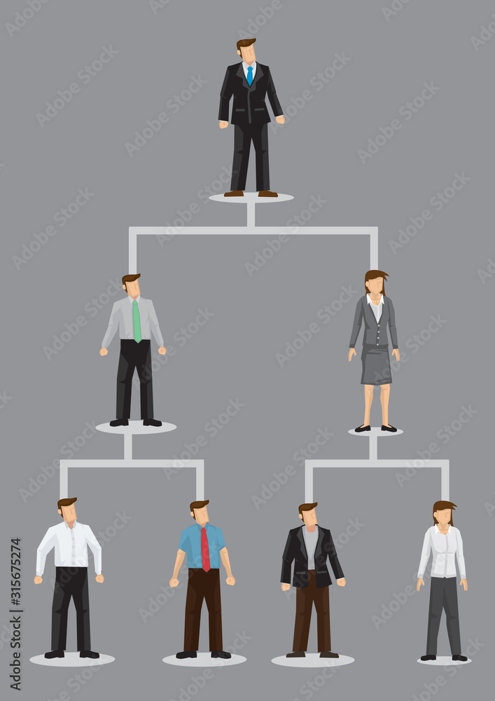 Business Organizational Hierarchy Vector Cartoon Illustration Business Organizational Hierarchy Vector Cartoon Illustration