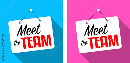 Meet the team on door sign hanging