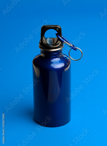 resource of blue water bottle on blue classic background