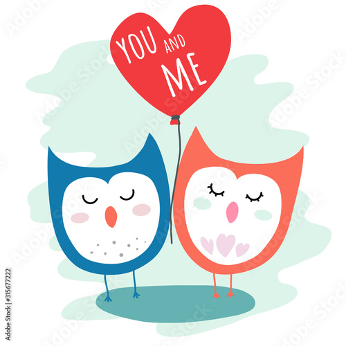 Tableau sur toile lovelorn owls on Valentine's day holiday