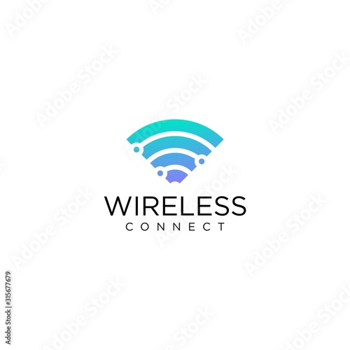 Clean logo design of wireless or signal setting with white and blue background - EPS10 - Vector.