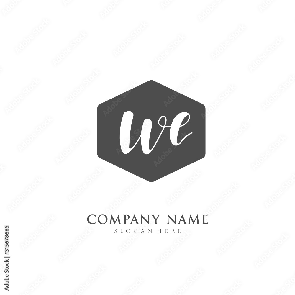 Handwritten initial letter W E WE for identity and logo. Vector logo template with handwriting and signature style. Handwritten initial letter W E WE for identity and logo. Vector logo template with handwriting and signature style.