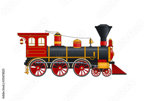 Vintage steam locomotive in retro style