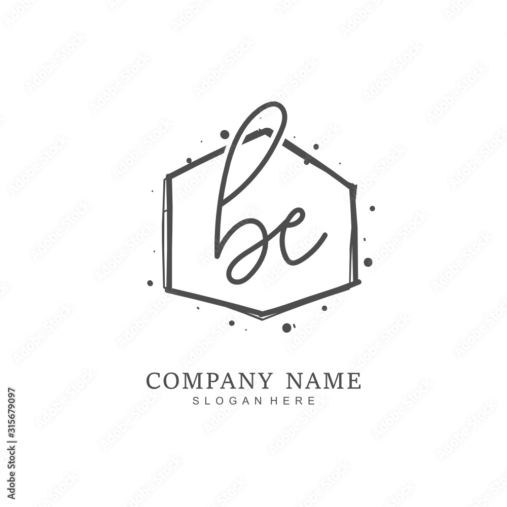 Handwritten initial letter B E BE for identity and logo. Vector logo template with handwriting and signature style. Handwritten initial letter B E BE for identity and logo. Vector logo template with handwriting and signature style.