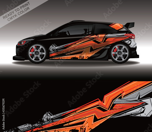 Car wrap decal design vector, custom livery race rally car vehicle sticker and tinting.