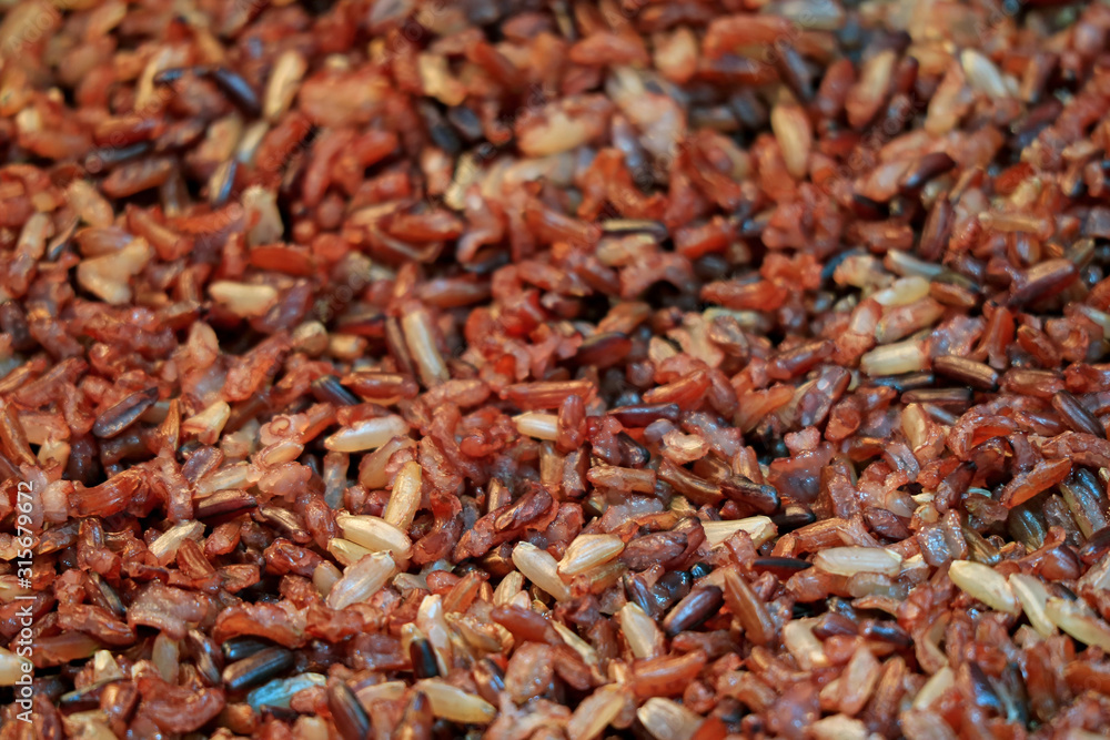 Closeup Cooked Tasty and Healty Rice-berry Rice with Selective Focus Closeup Cooked Tasty and Healty Rice-berry Rice with Selective Focus