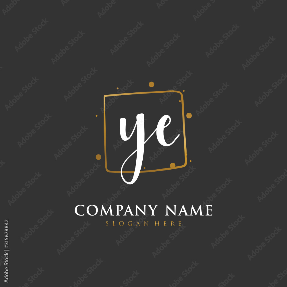 Handwritten initial letter Y E YE for identity and logo. Vector logo template with handwriting and signature style. Handwritten initial letter Y E YE for identity and logo. Vector logo template with handwriting and signature style.