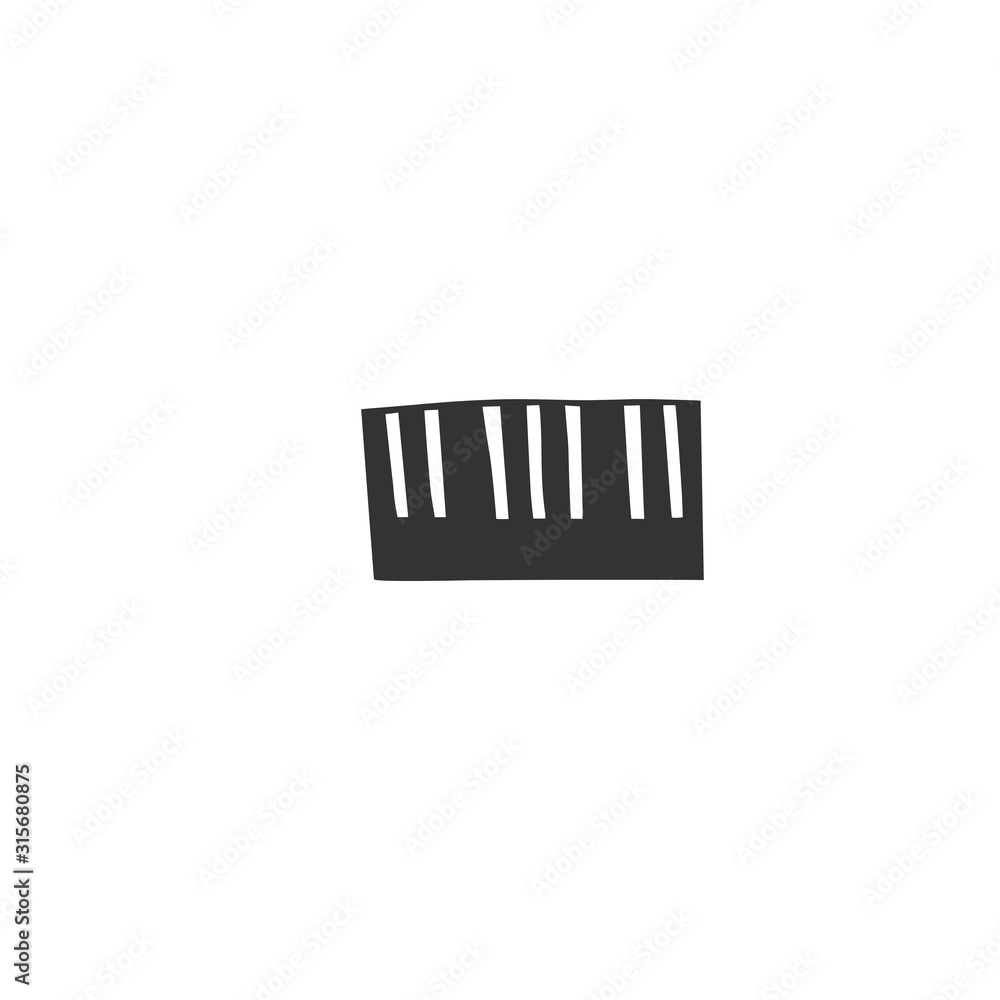 Vector hand drawn piano icon. Music isolated logo element.