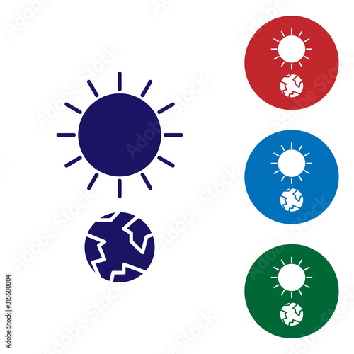 Blue Solstice icon isolated on white background. Set color icons in circle buttons. Vector Illustration
