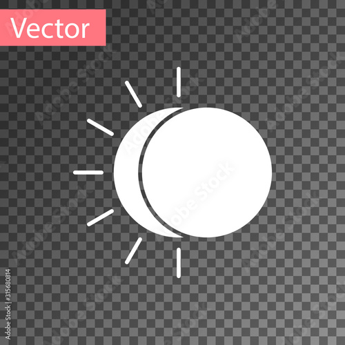 White Eclipse of the sun icon isolated on transparent background. Total sonar eclipse. Vector Illustration