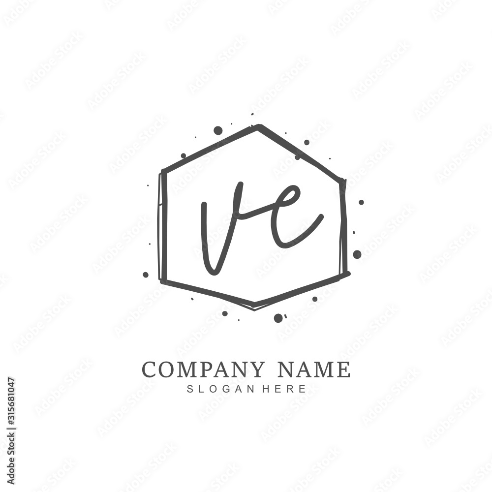 Handwritten initial letter V E VE for identity and logo. Vector logo template with handwriting and signature style. Handwritten initial letter V E VE for identity and logo. Vector logo template with handwriting and signature style.