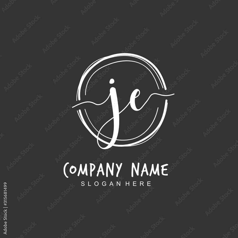 Handwritten initial letter J E JE for identity and logo. Vector logo template with handwriting and signature style. Handwritten initial letter J E JE for identity and logo. Vector logo template with handwriting and signature style.