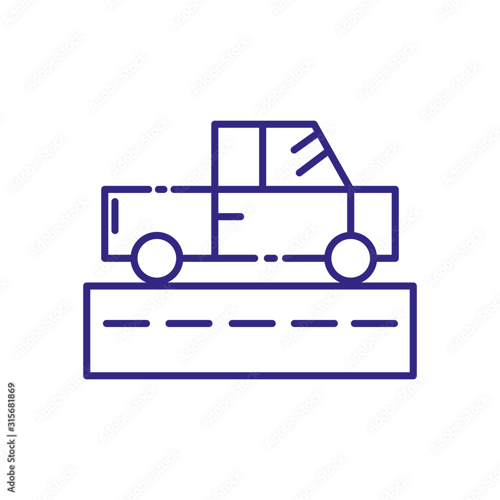 Isolated pickup car vehicle and street vector design