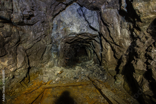 Underground gold mine shaft tunnel drift collapsed