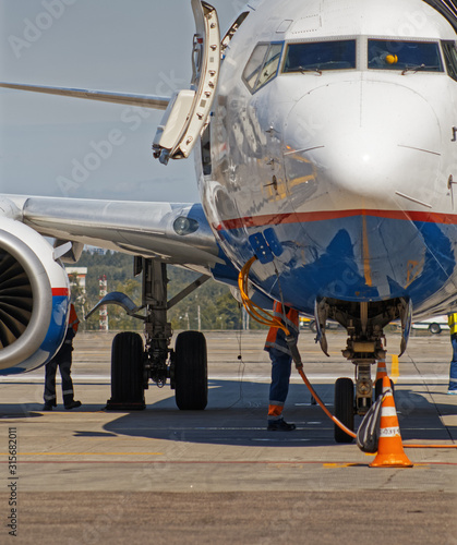 Commercial Airplane getting ready for flight