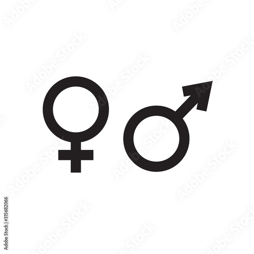 Male and female signs flat vector icons isolated on a white background.