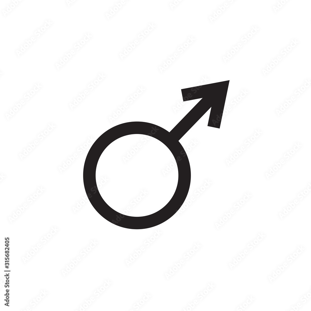Male sign flat vector icon isolated on a white background. Male sign flat vector icon isolated on a white background.
