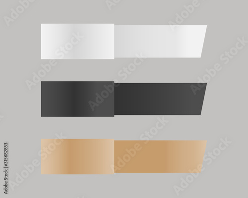 Paper tape mockup set. Blank paper tapes. Mockup vector isolated. Template design. Realistic vector illustration.