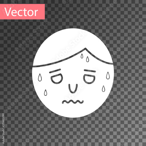 White Man with excessive sweating icon isolated on transparent background. Vector Illustration