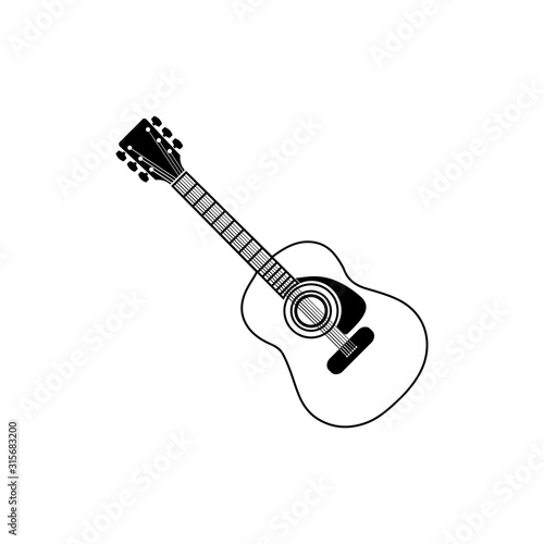 acoustic guitar music in trendy flat design