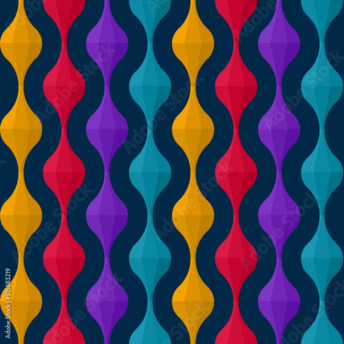 Jewel tone retro seamless pattern design