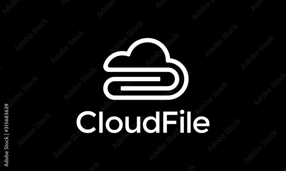 cloud file paper clip logo design concept cloud file paper clip logo design concept
