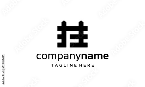 initial F with fence logo design concept