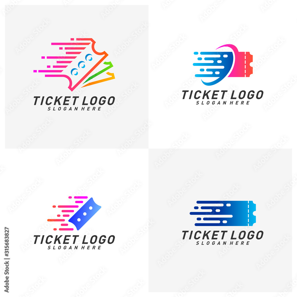 Set of Quick Ticket Logo Template Design Vector, Emblem, Creative design, Icon symbol concept Set of Quick Ticket Logo Template Design Vector, Emblem, Creative design, Icon symbol concept