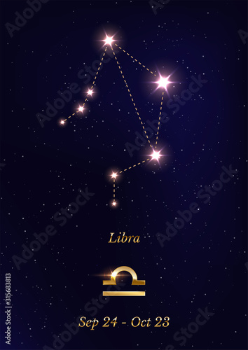 Libra constellation vector poster template