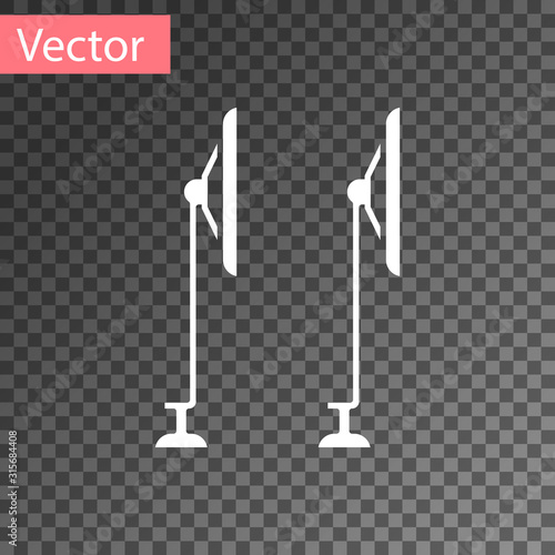 White Windscreen wiper icon isolated on transparent background. Vector Illustration
