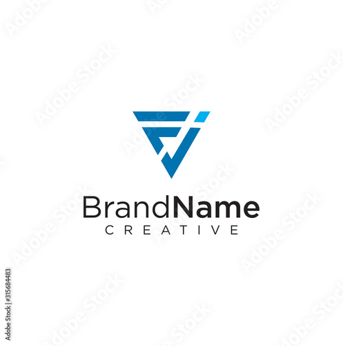 Free Download  Triangle Letter F J Logo Design Vector Stock illustration .  Triangle Logo Design . - GFXLoad