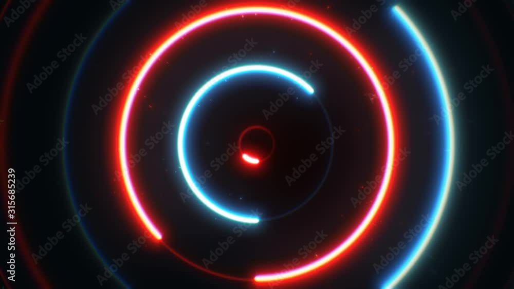 Abstract Neon Circles Background Animation Loop/ 4k animation of an ...