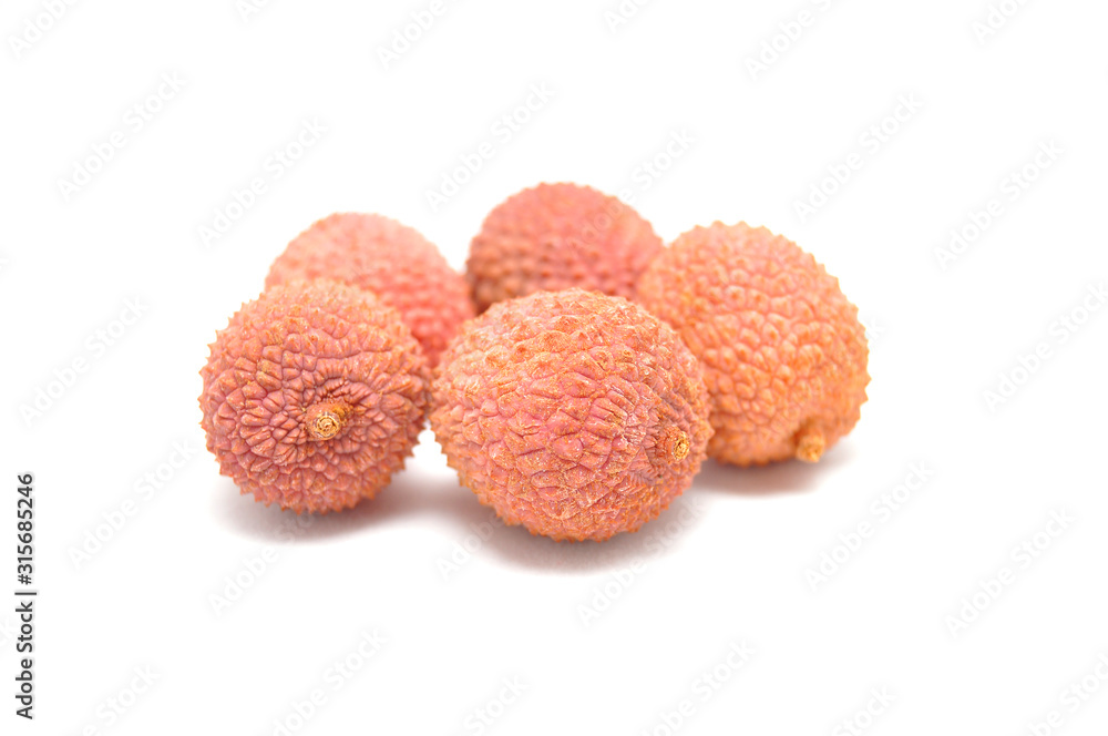 Lychee fruit on white background close up Lychee fruit on white background close up