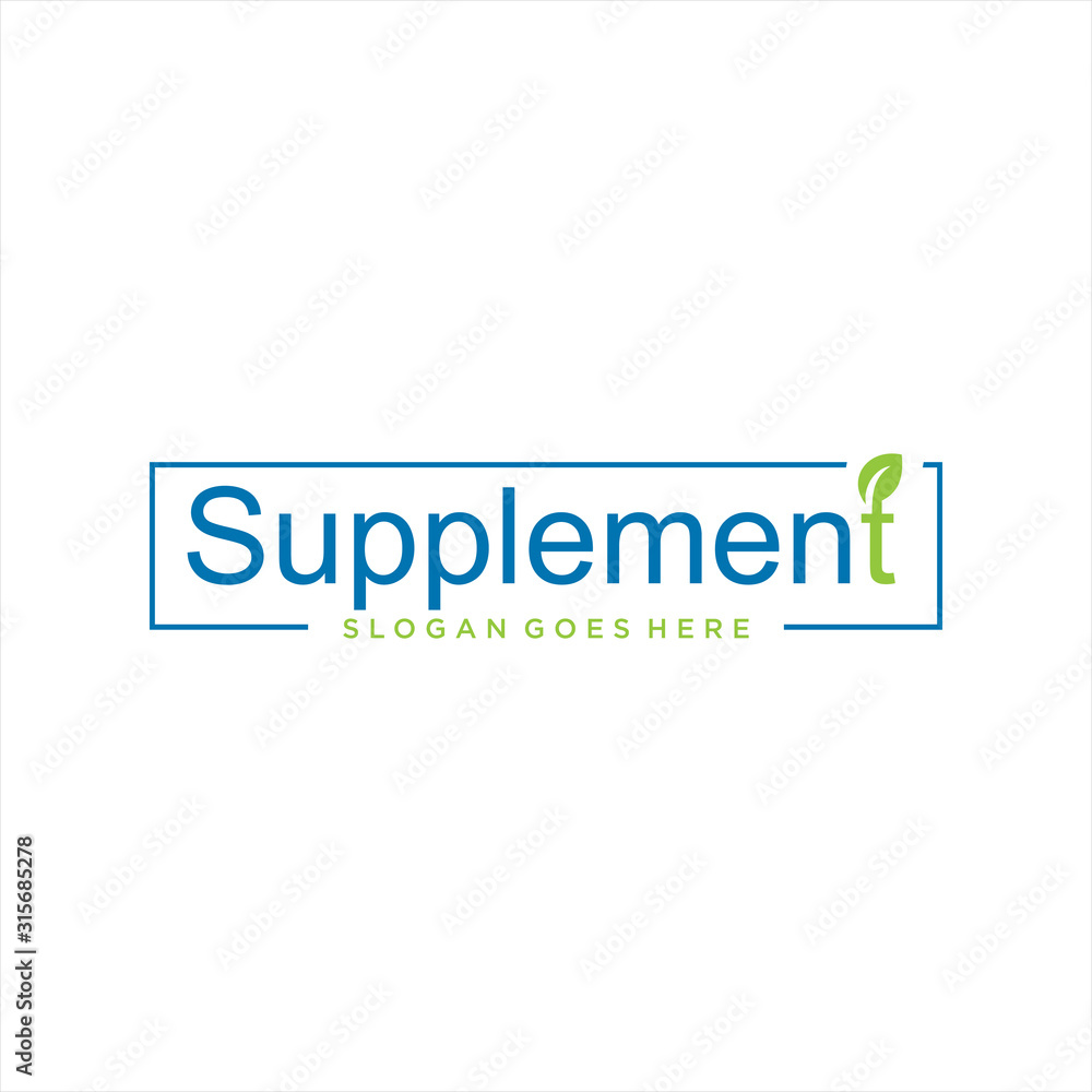 Supplement logo . Leaf nature logo Design Vector Stock . Eco, organic, natural logo design