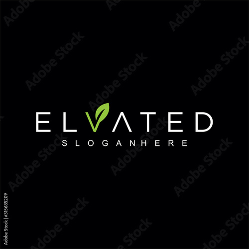 Letter v green leaf logo Design Vector Stock . Leaf nature logo concept Vector Organic