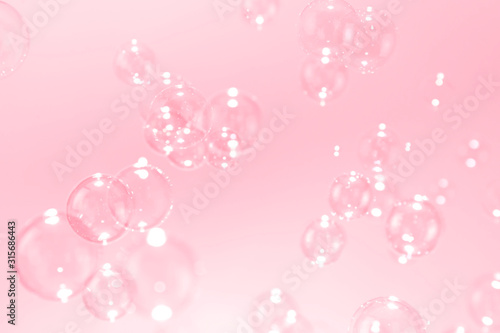 Beautiful pink soap bubbles background