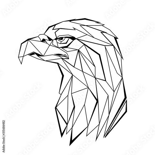 Eagle stylized triangle polygonal model